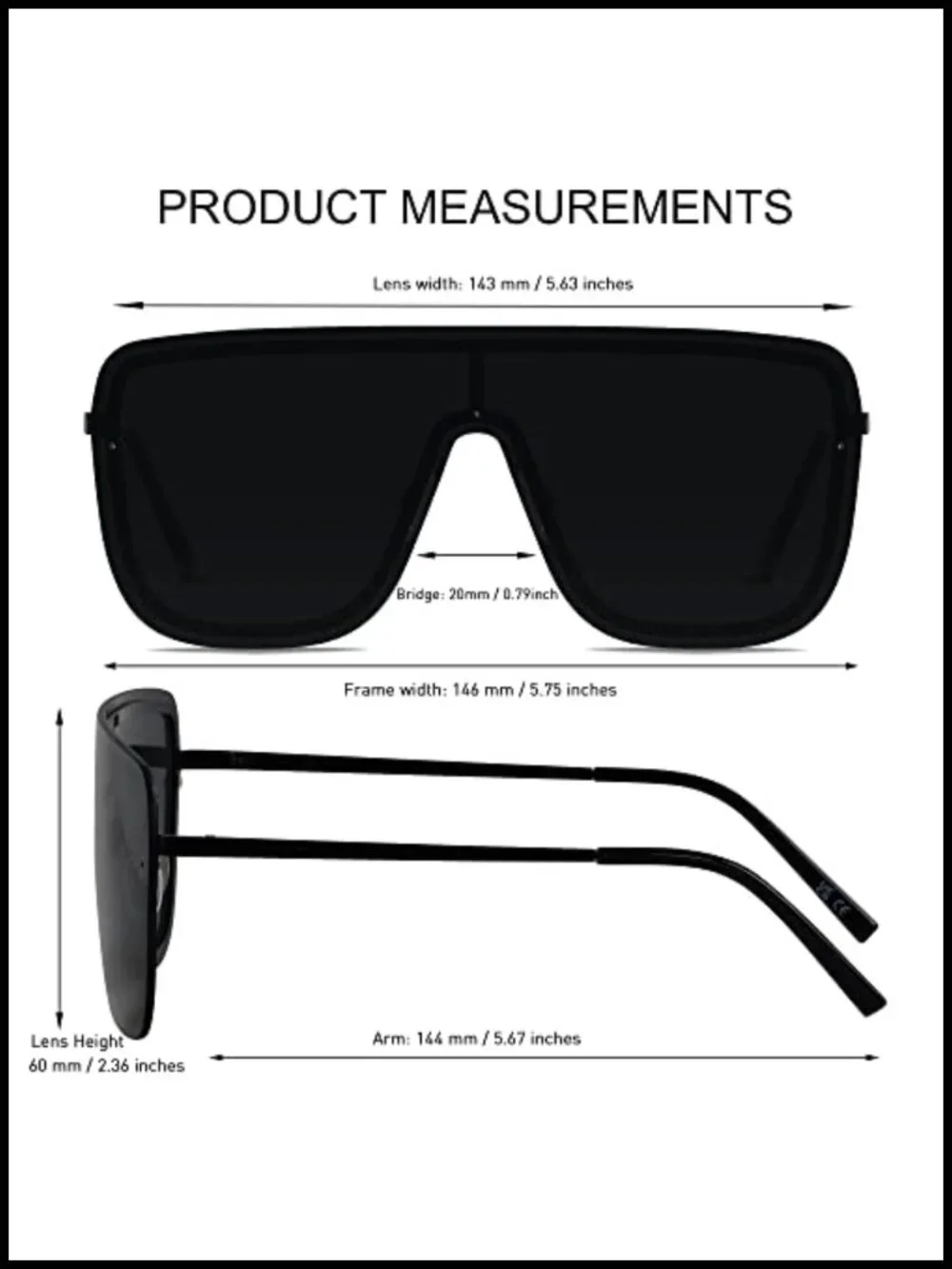 Rimless Oversized Square Sunglasses UV400 Shield Frameless Sun Glasses
